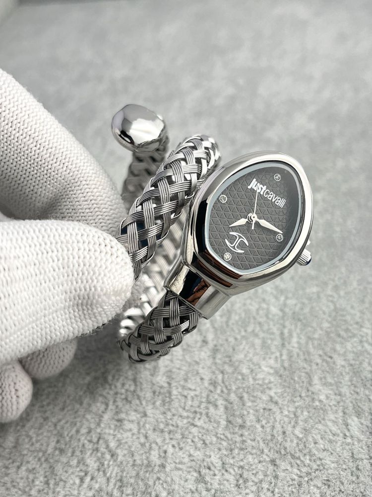 Just Cavalli Silver Tone Braided Watch