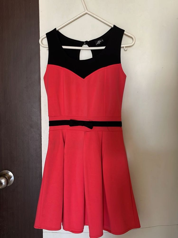 Chic Red &amp; Black Fit &amp; Flare Dress