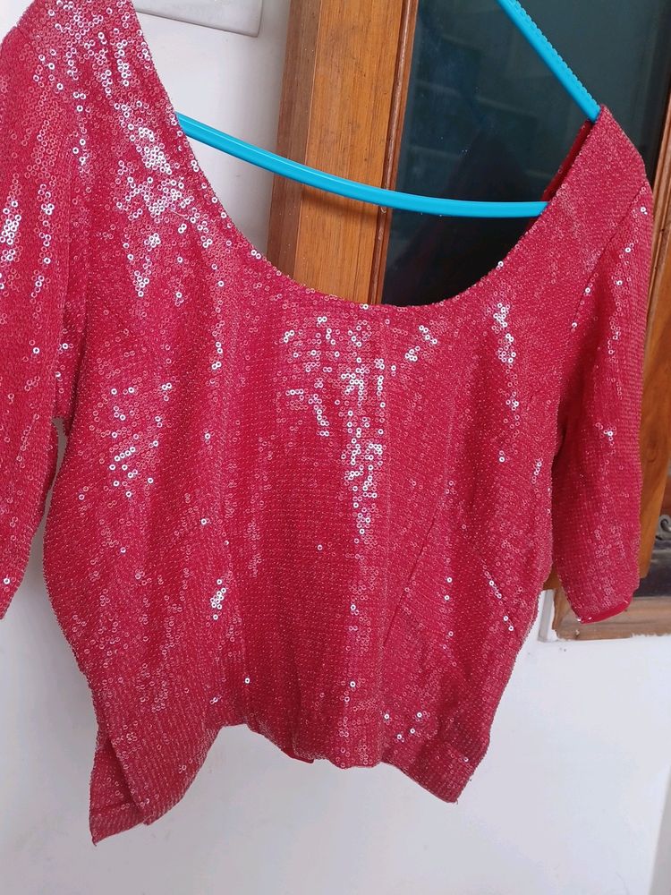 red sequins blouse for saree for choli for lehanga.