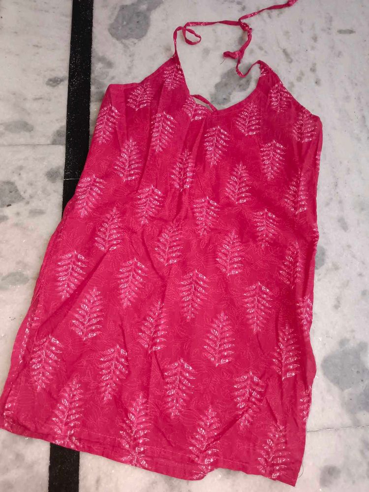 Pink Embroidered Halter Neck Blouse