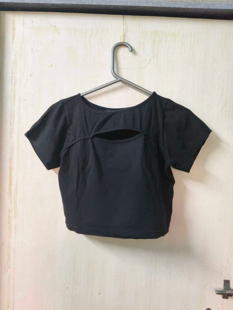 Chic Black Cut-Out Crop Top
