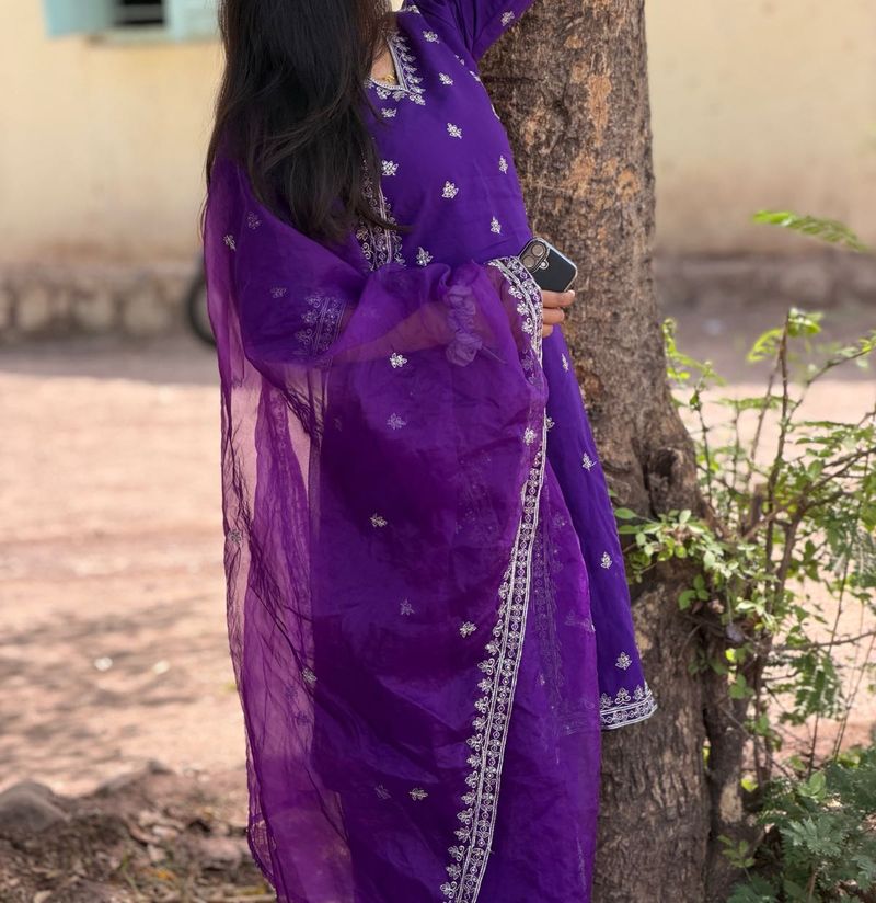 Embroidered Purple Kurta
