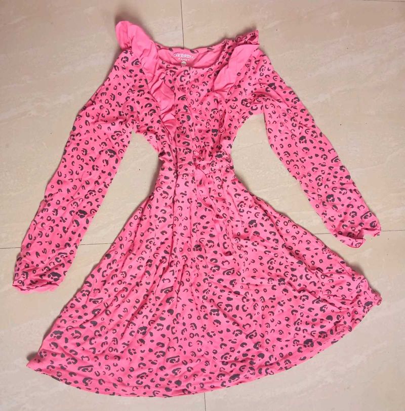 Adorable Pink Leopard Print Dress
