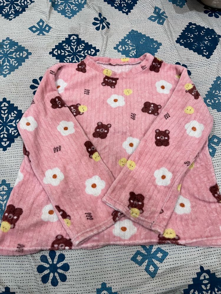 Cute Pink Bear Pajama Top