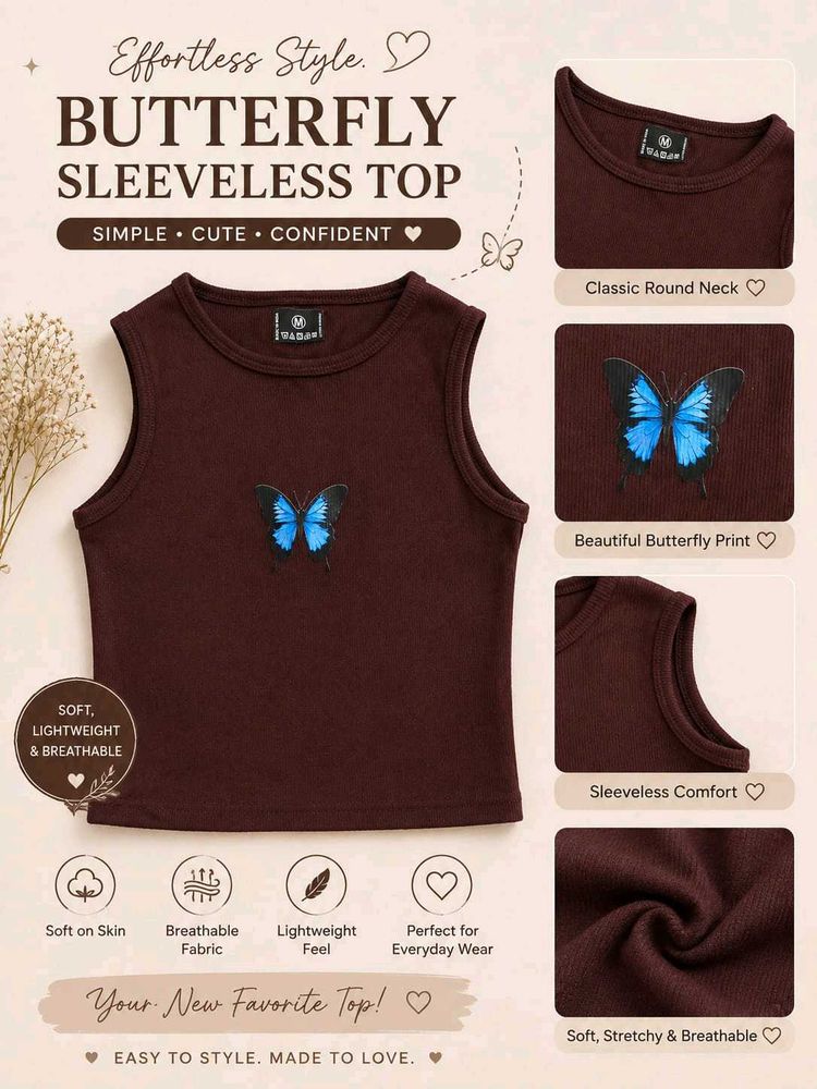 Butterfly Sleeveless Crop Top