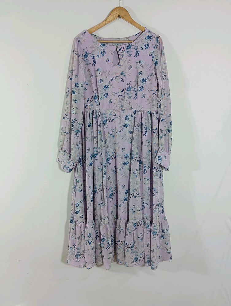 Lavender Printed Casual Dress (Women)