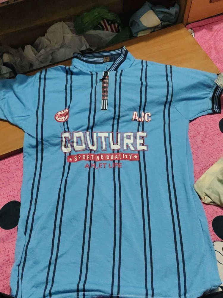 Blue Striped "Couture" T-Shirt