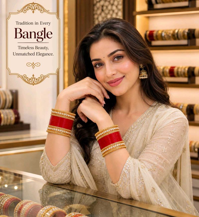 Beautiful Red &amp; Golden Bridal Bangles Set