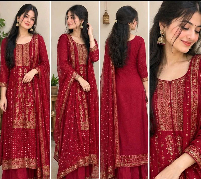 Elegant Rose Pink Kurta Set with Gold Print