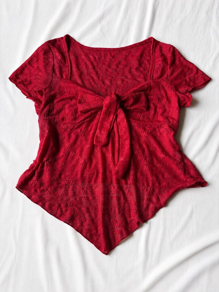 Red Bow Front Top