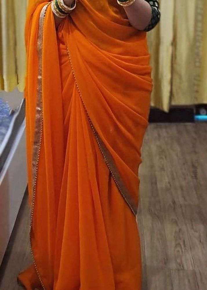 Vibrant Orange Saree