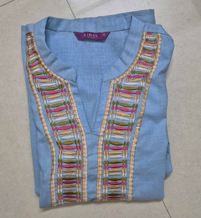 Libas Blue Embroidered Kurta