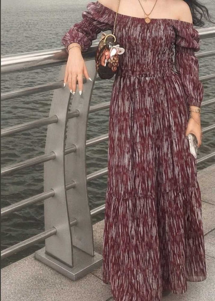 2-in-1 Shoulder Maxi Dress