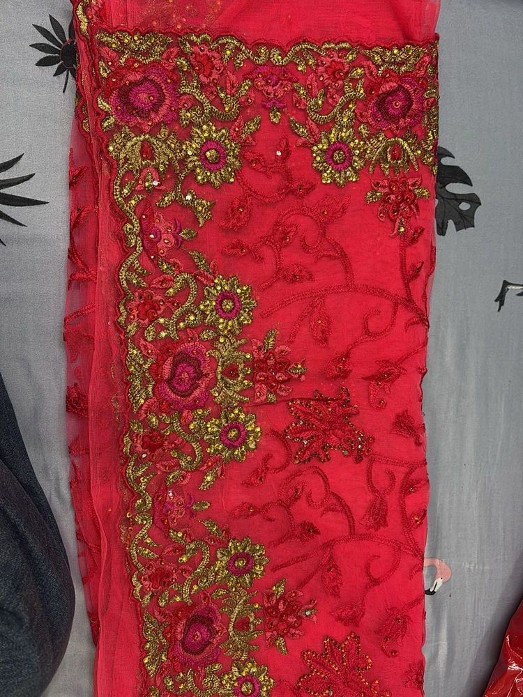 Stunning pink Embroidered Saree