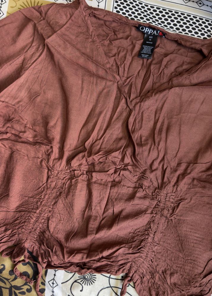 Stylish Ruched Brown Top