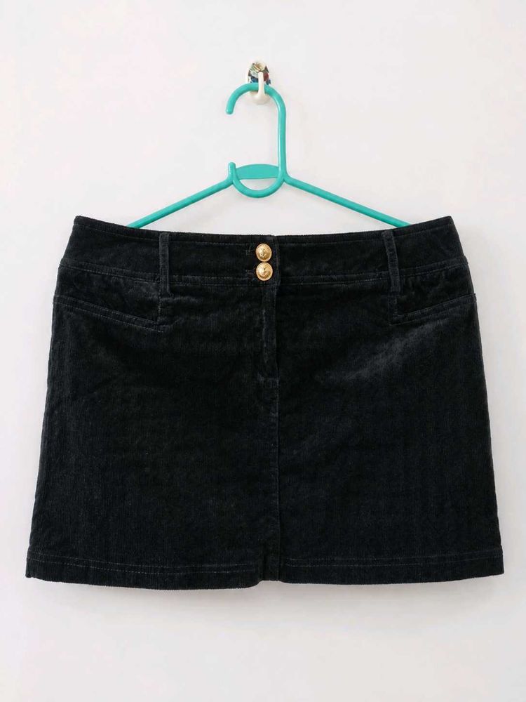 Black Corduroy Mini velvet Skirt