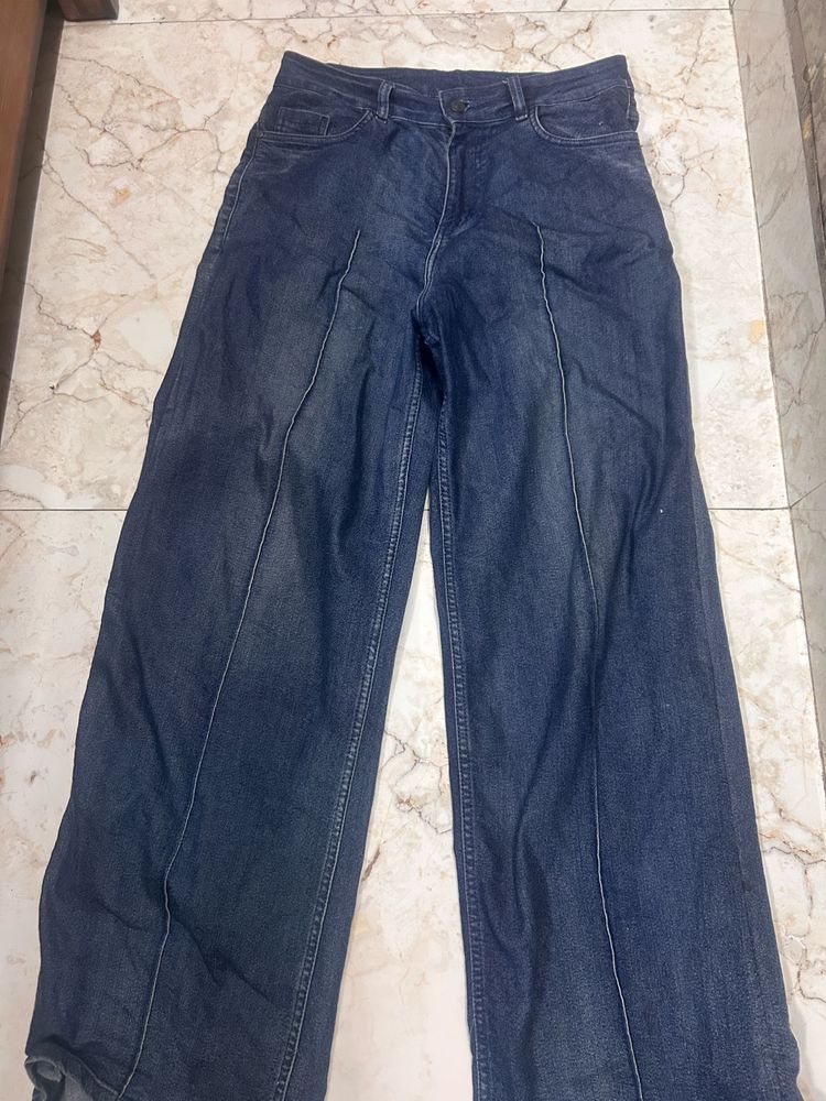 Wide Leg Dark Wash Denim Jeans