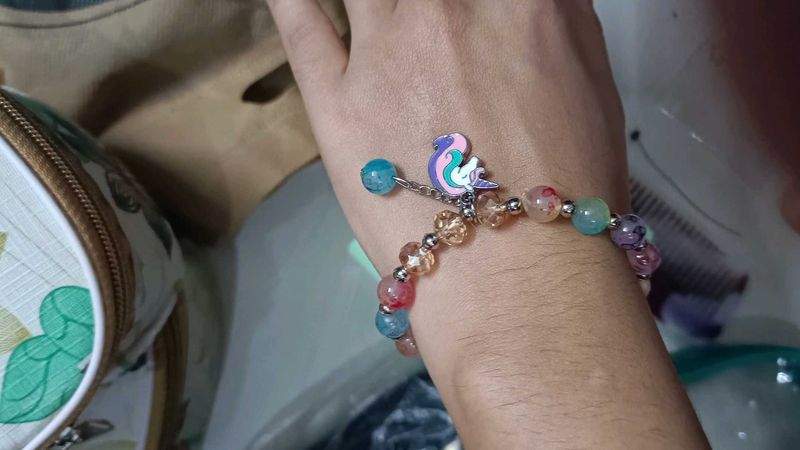 Colorful Beaded Bracelet with unicorn Charm