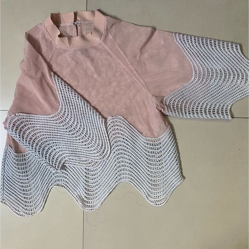 Sheer Mesh Top with Unique Wave Pattern
