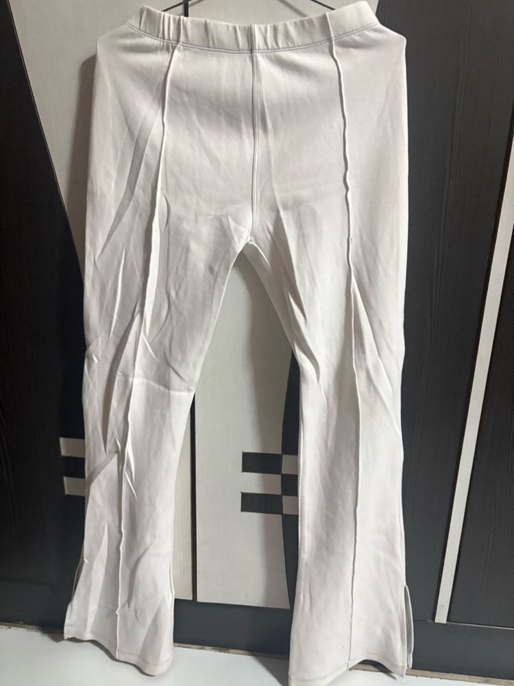 White Split Flare Pants