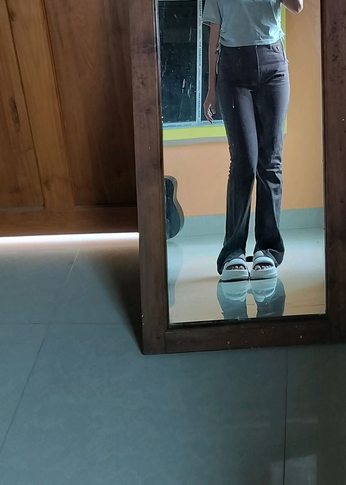 Grey Y2K Flared Jeans