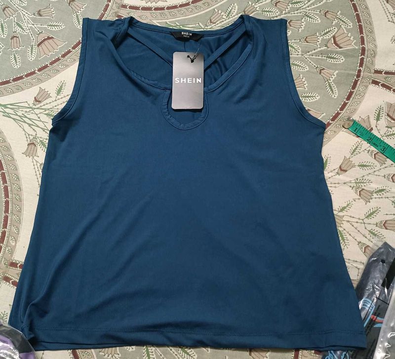 Shein Teal Tank Top with Criss-Cross Back