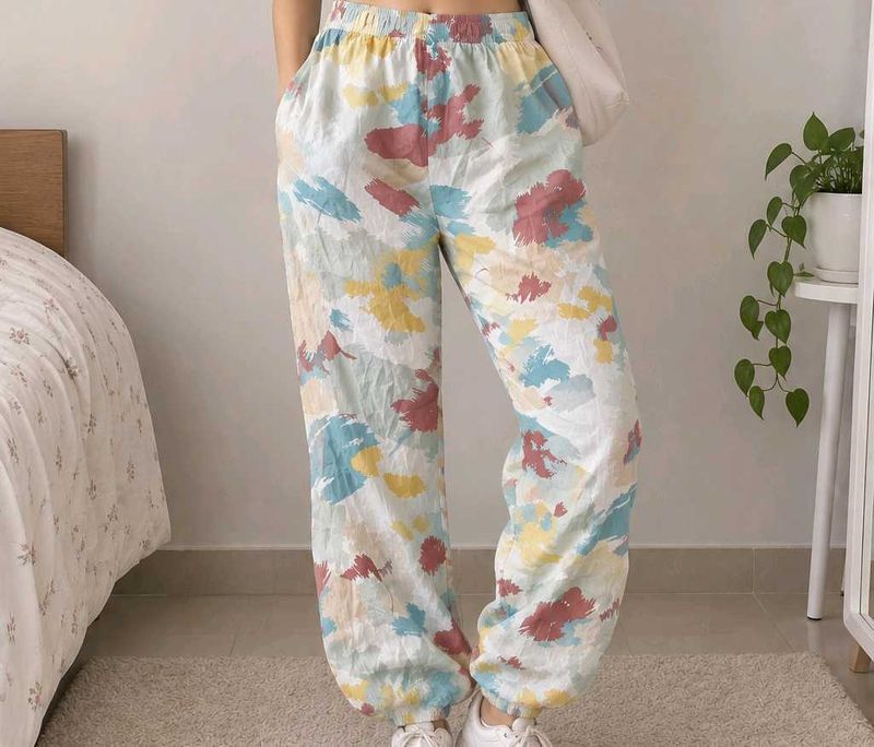 Colorful Abstract Print Jogger Pants