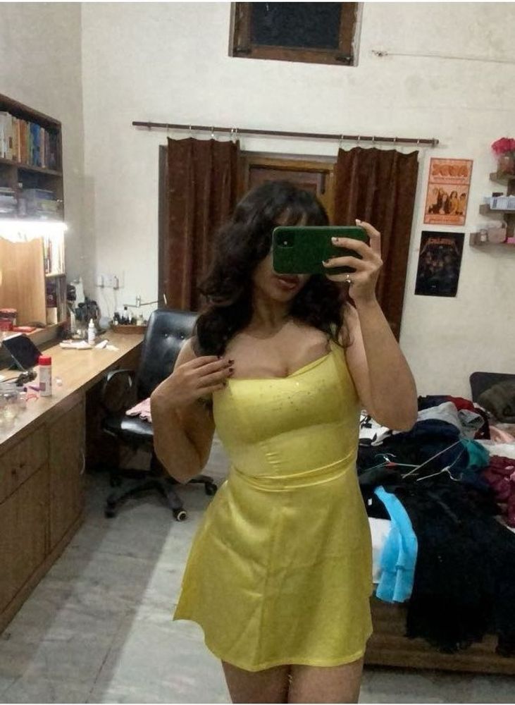 Satin Yellow Mini Dress