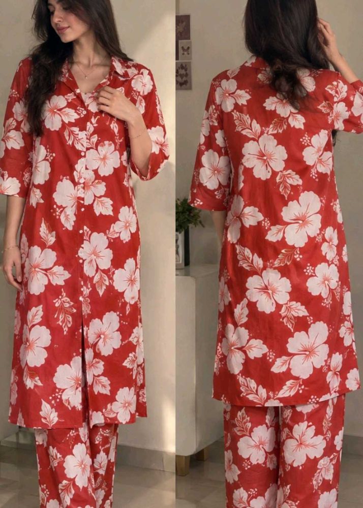 Tropical Print Relaxed cord set upper and bottom