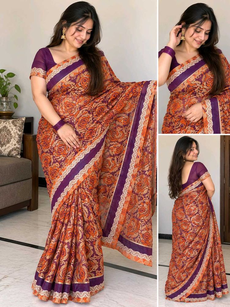 Floral Net Festival Saree