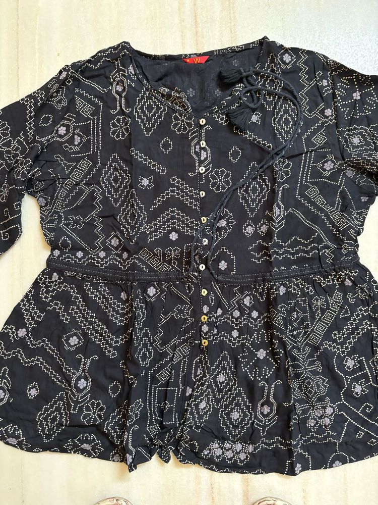 Stylish Printed Black Kurta