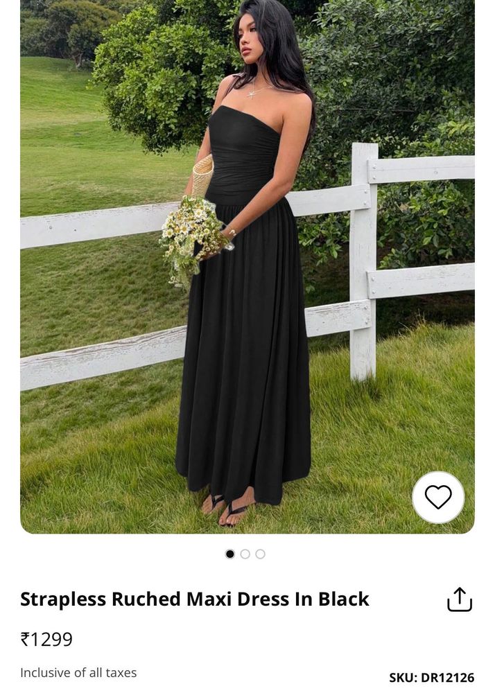 Elegant Black Strapless Ruched Maxi Dress
