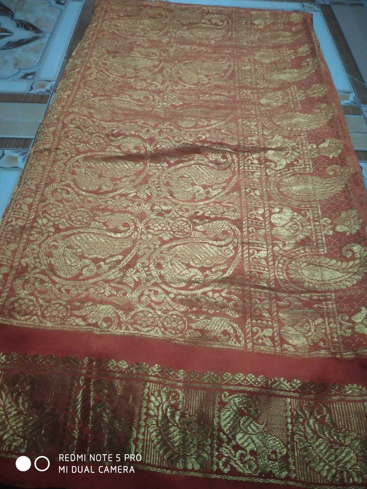 Old Vintage Silk Saree Golden Zari Work