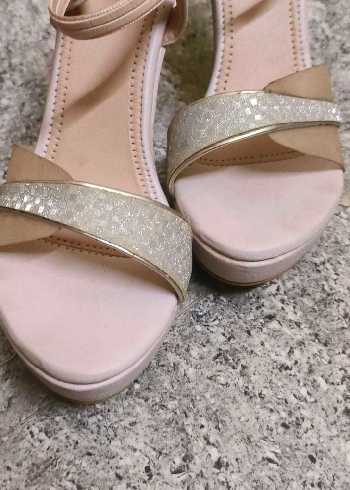 Sparkly Pink Platform Wedge Sandals