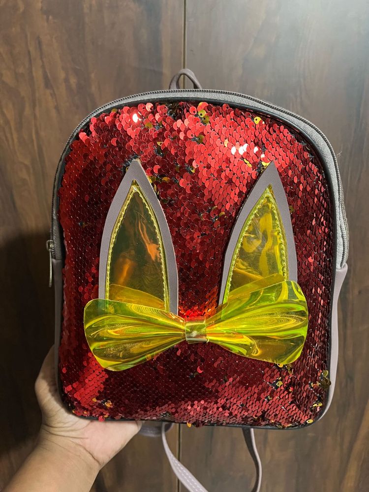 Sparkly Red Sequin Backpack with Ears