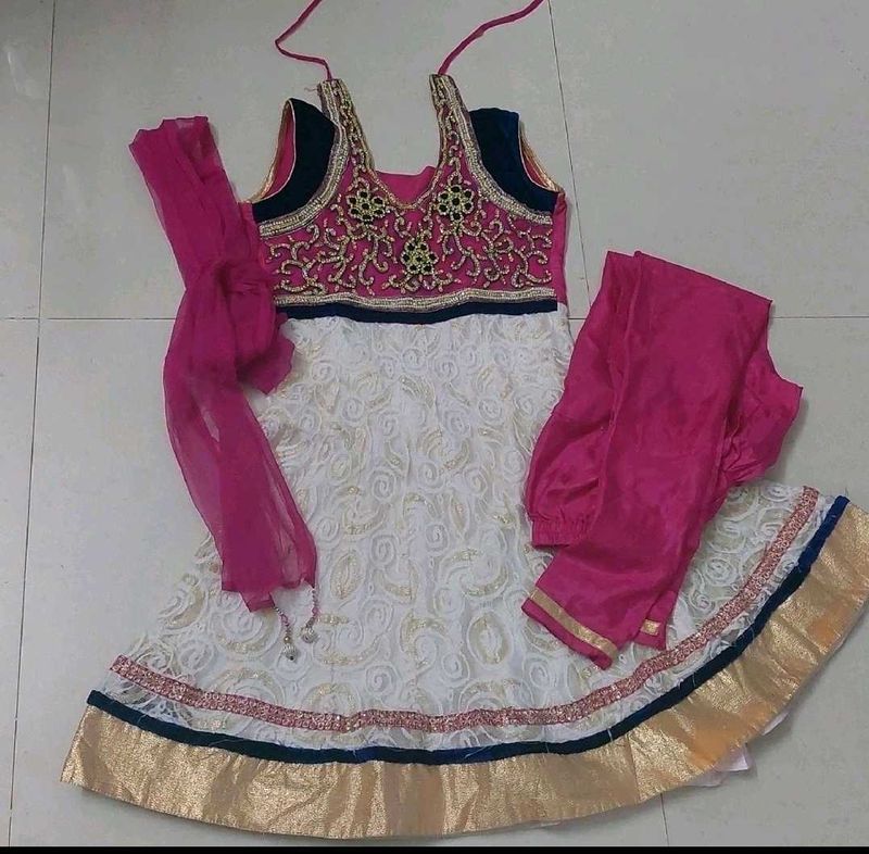 Partywear Frock suit &amp; Net Duppata For Lil Doll