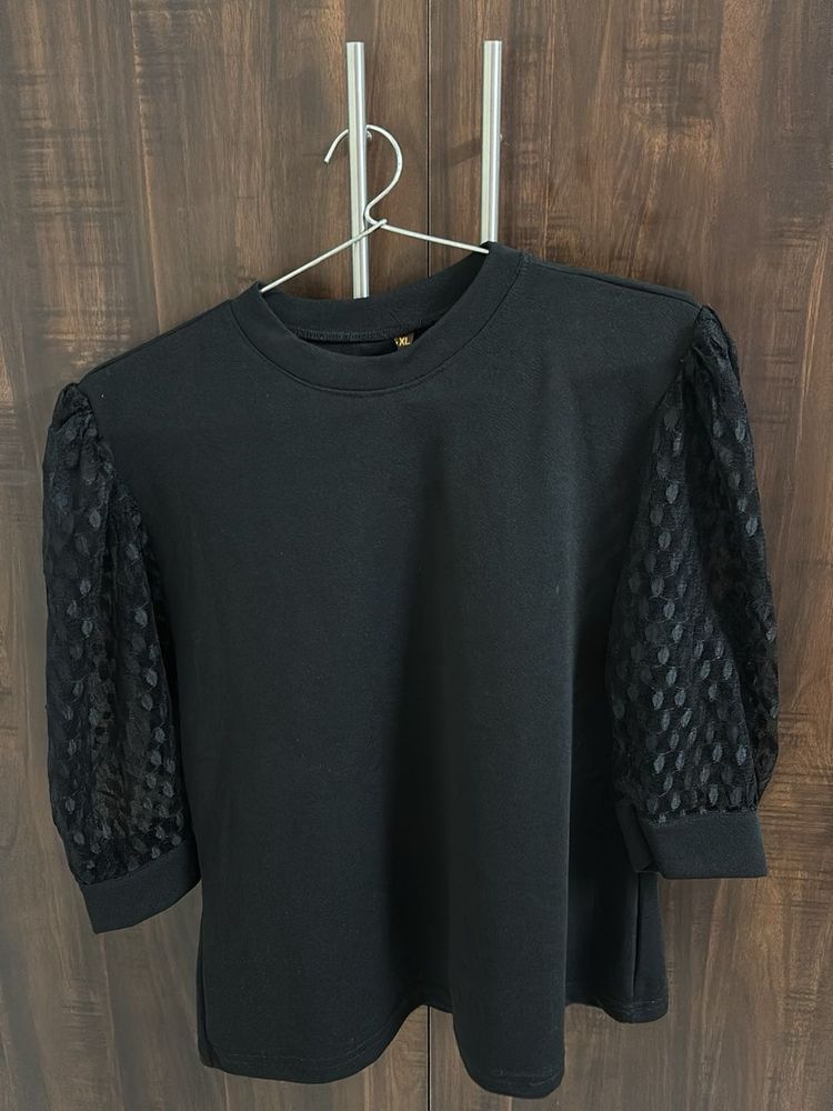 Chic Black Puff Sleeve Top