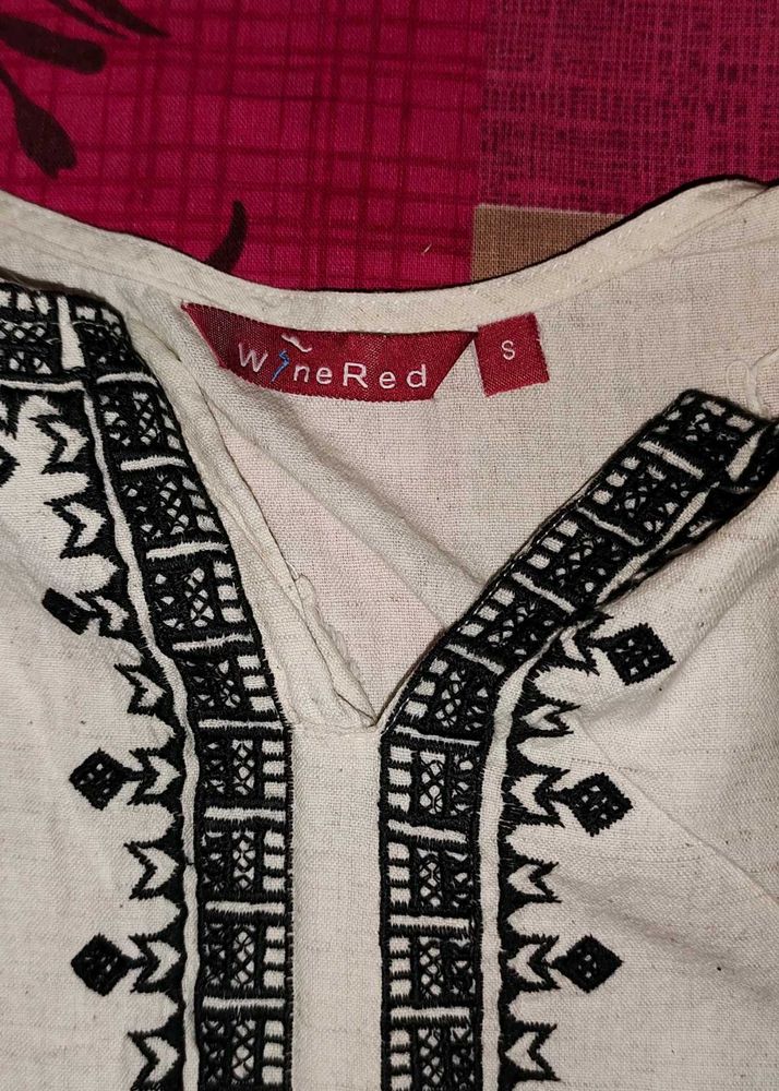 white embroidery kurta