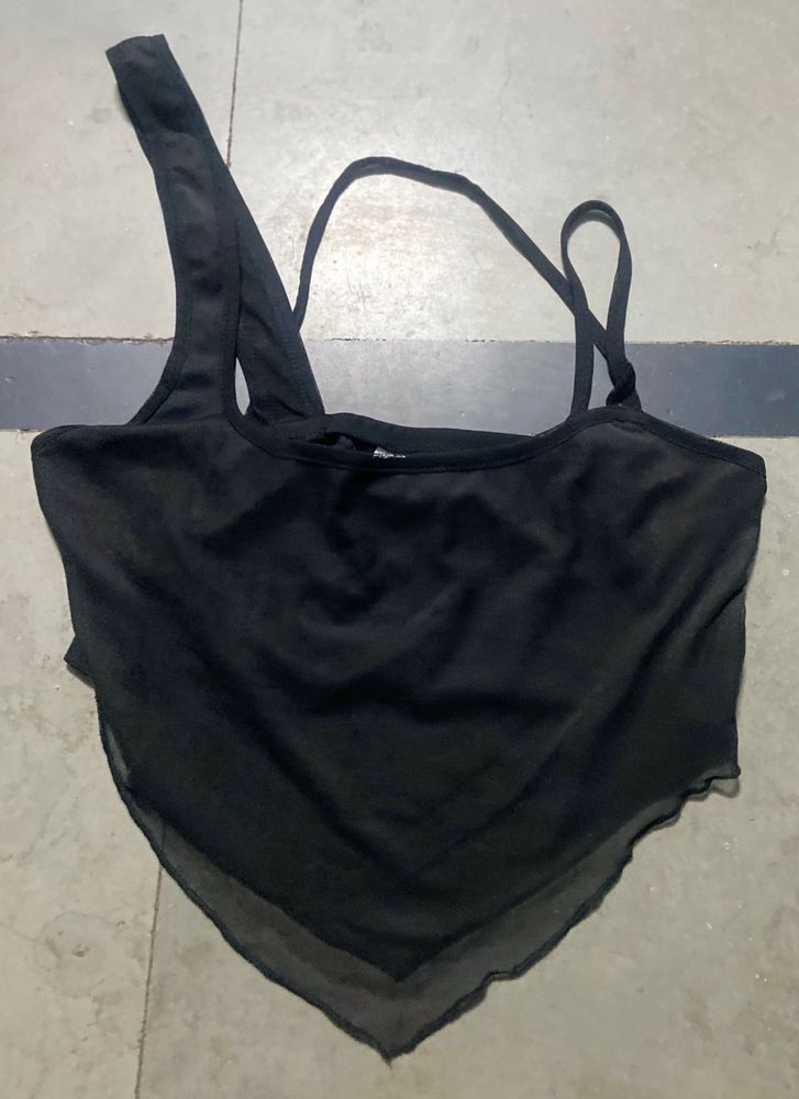 Black Asymmetrical Neck Top