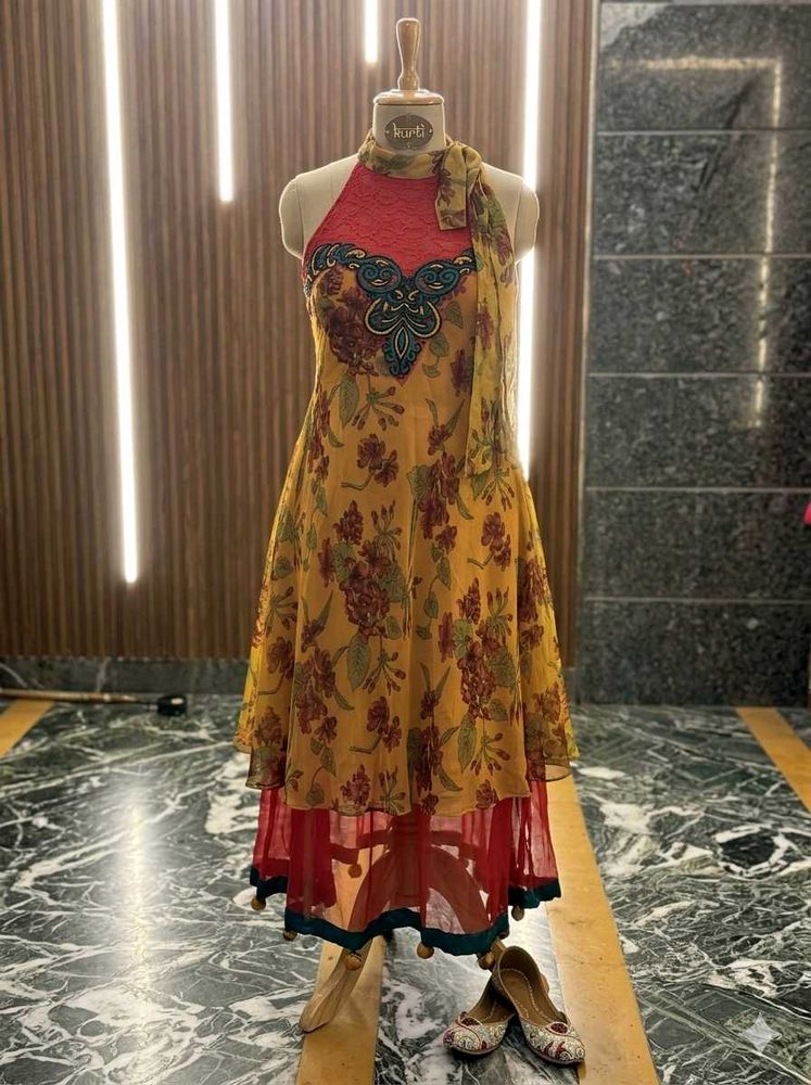 Designer Floral Print Kurta with Scarf