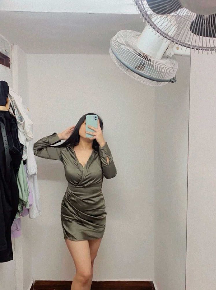 Satin Ruched Mini Dress