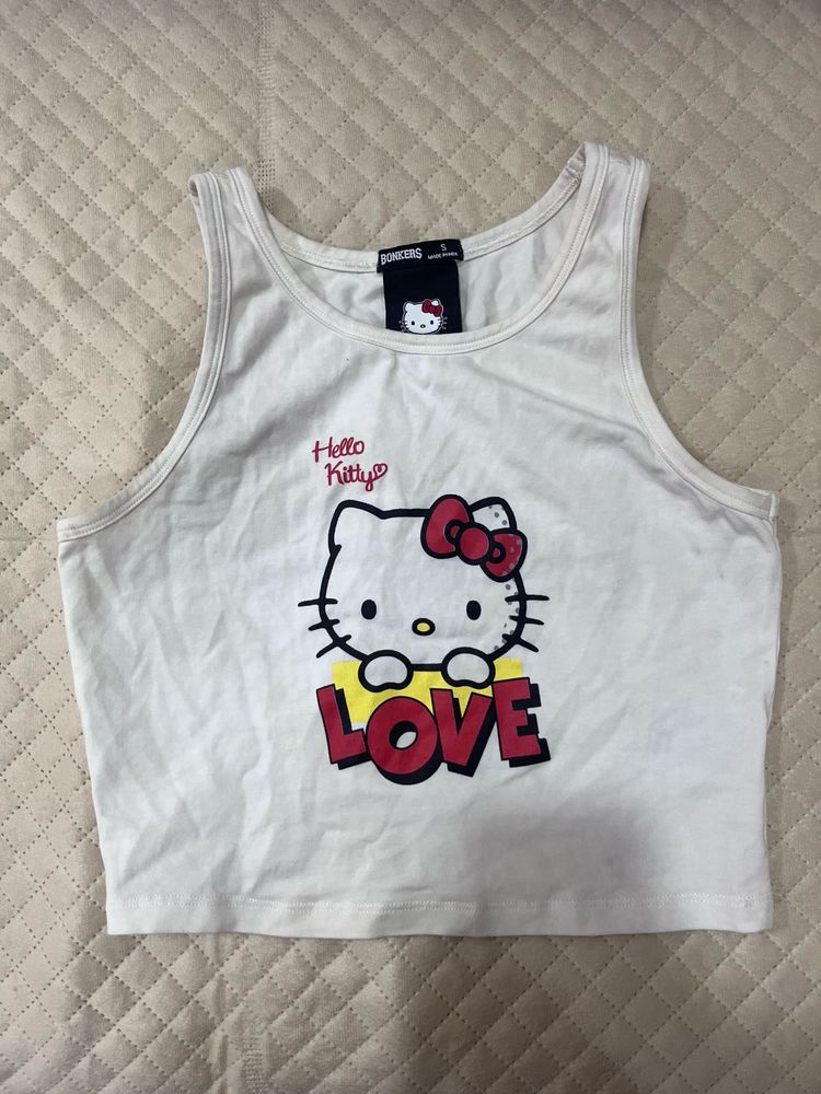 White Hello Kitty Crop Top