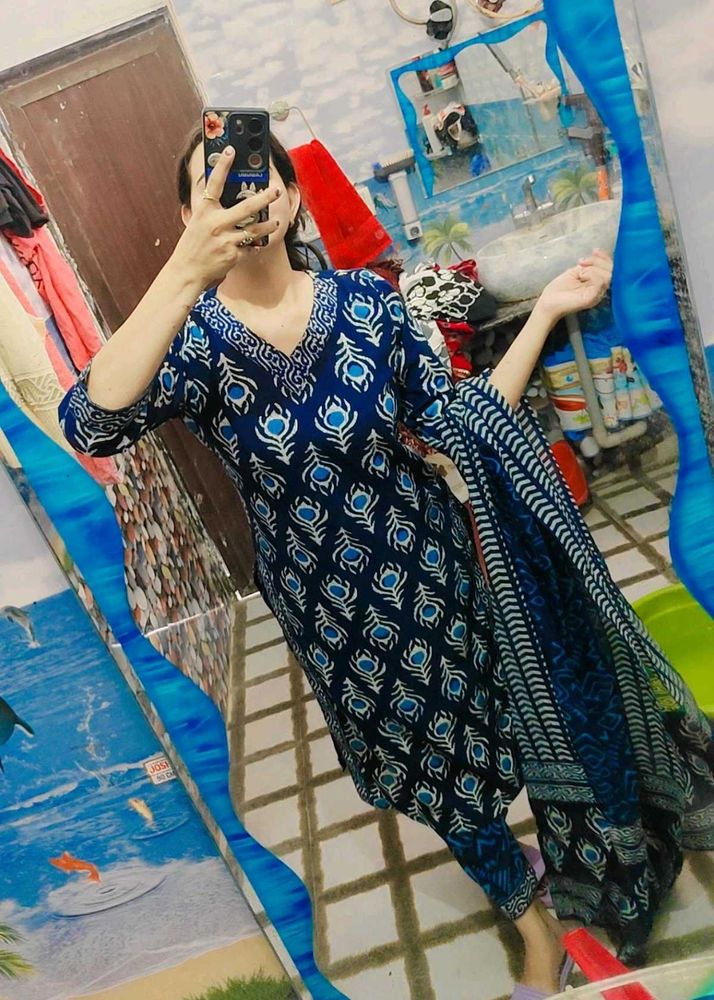 Beautiful Blue Printed Kurta Set