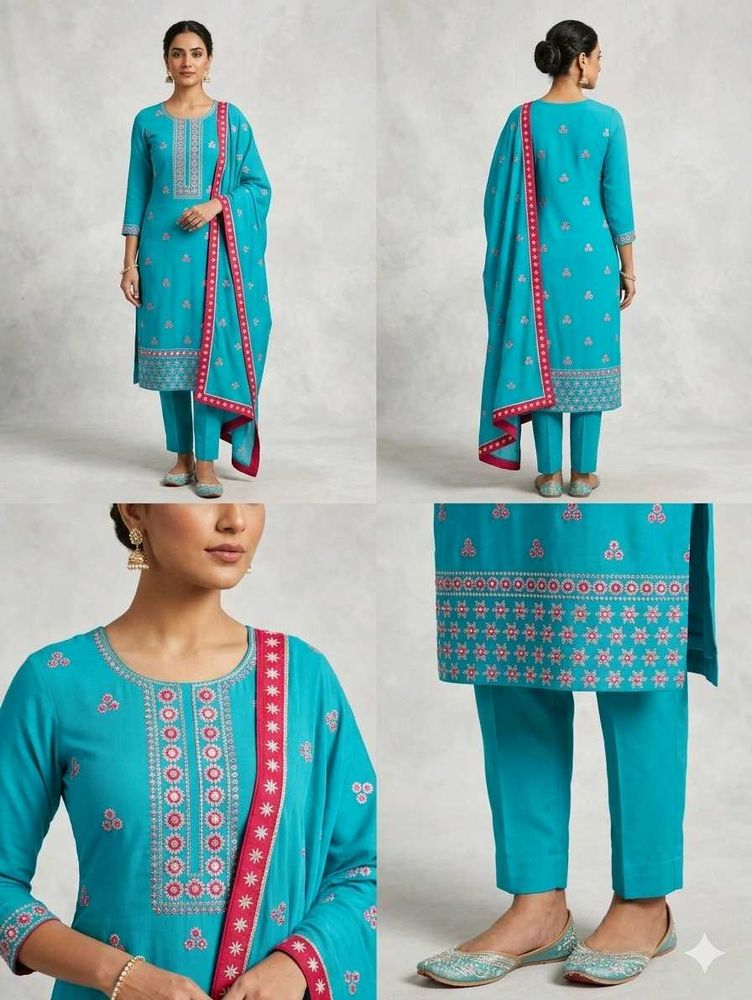 Turquoise Kurta Set with Dupatta