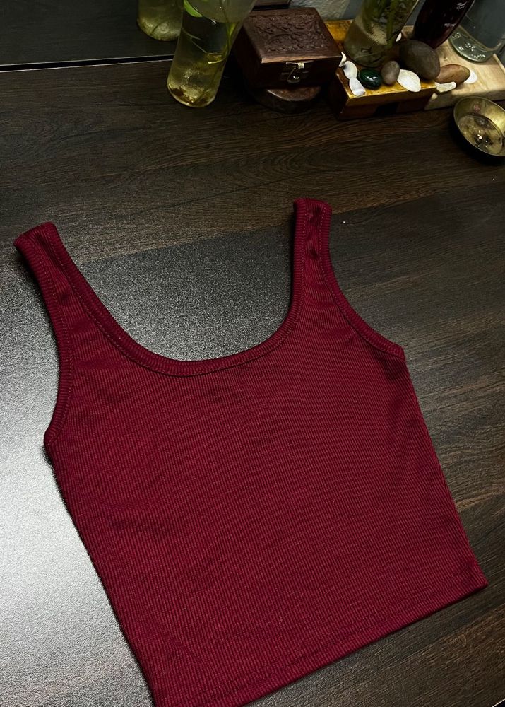 Ribbed Maroon Tank Top