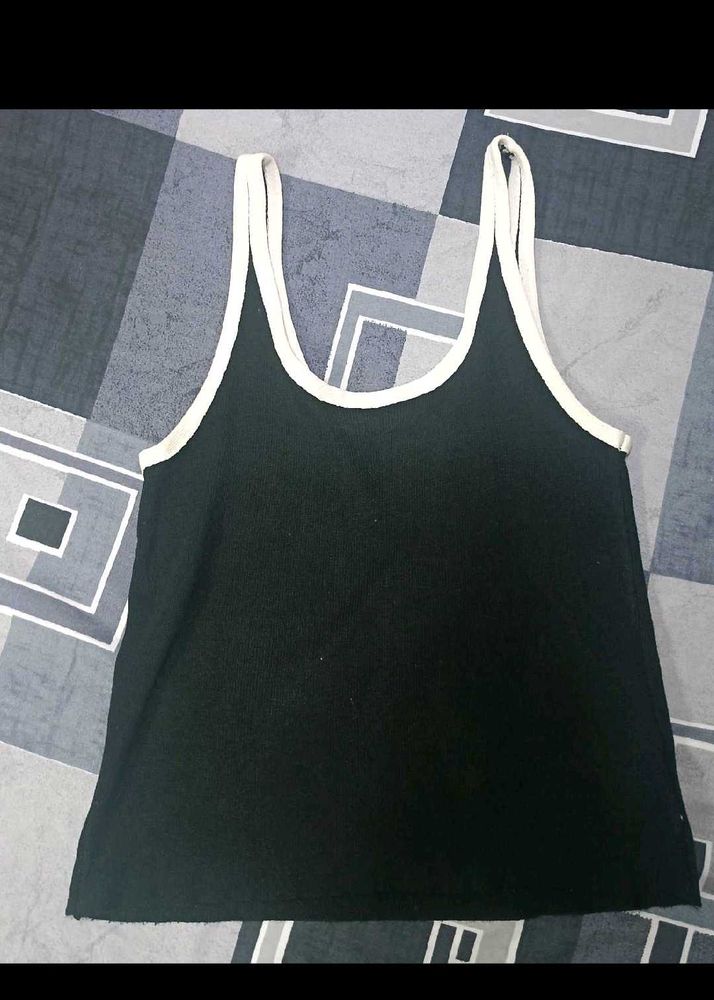 Black Tank Top with White Trim
