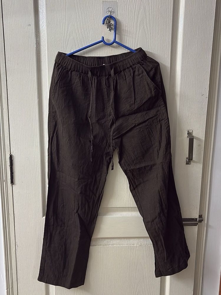 Comfortable Brown Linen Blend Pants