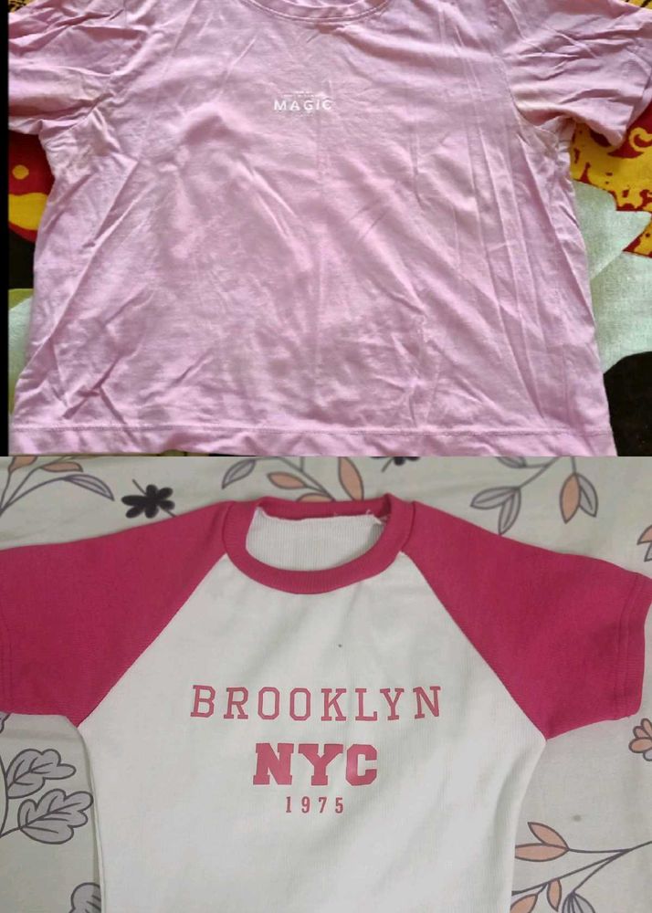 2 PINK CROP TEES