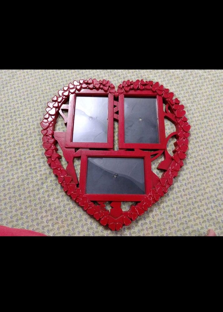 Heart-Shaped 3-in-1 Red Photo Frame – Unique