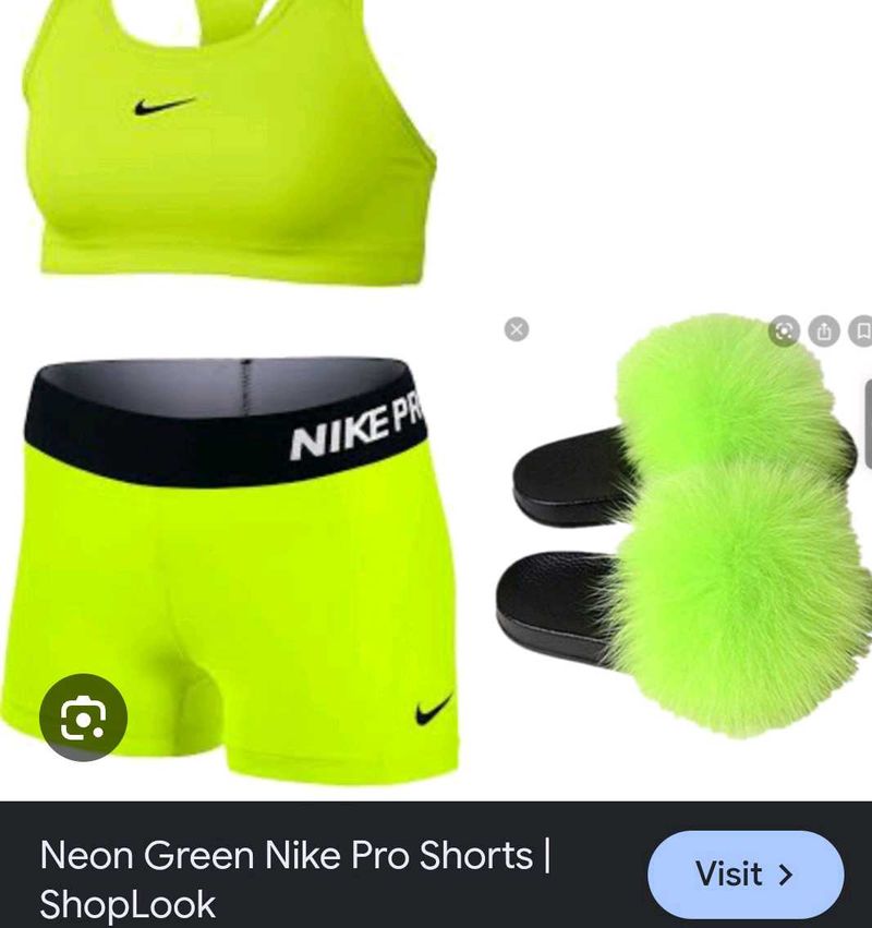 Neon Green Nike Pro Shorts Set